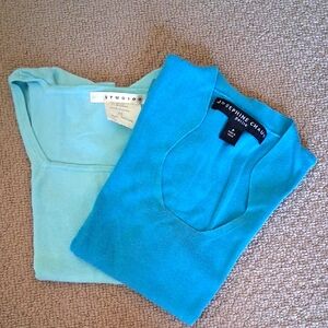 Bundle of 2 Josephine Chaus And Studuo M turquoise And Light Blue Tops